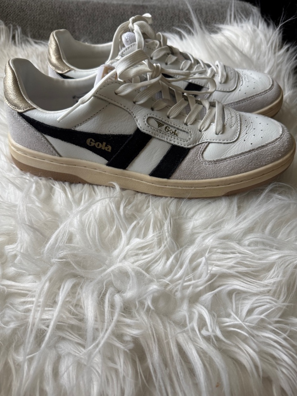 Gola White Black & Gold Accent Low-Top Sneakers